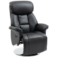 RELAXSESSEL in Schwarz 80x78x109 cm, 360° drehbar mit verstellbarer Rückenlehne und ausziehbarer Fußstütze - Schwarz, Kunststoff (78/109/80cm) - IVMEU