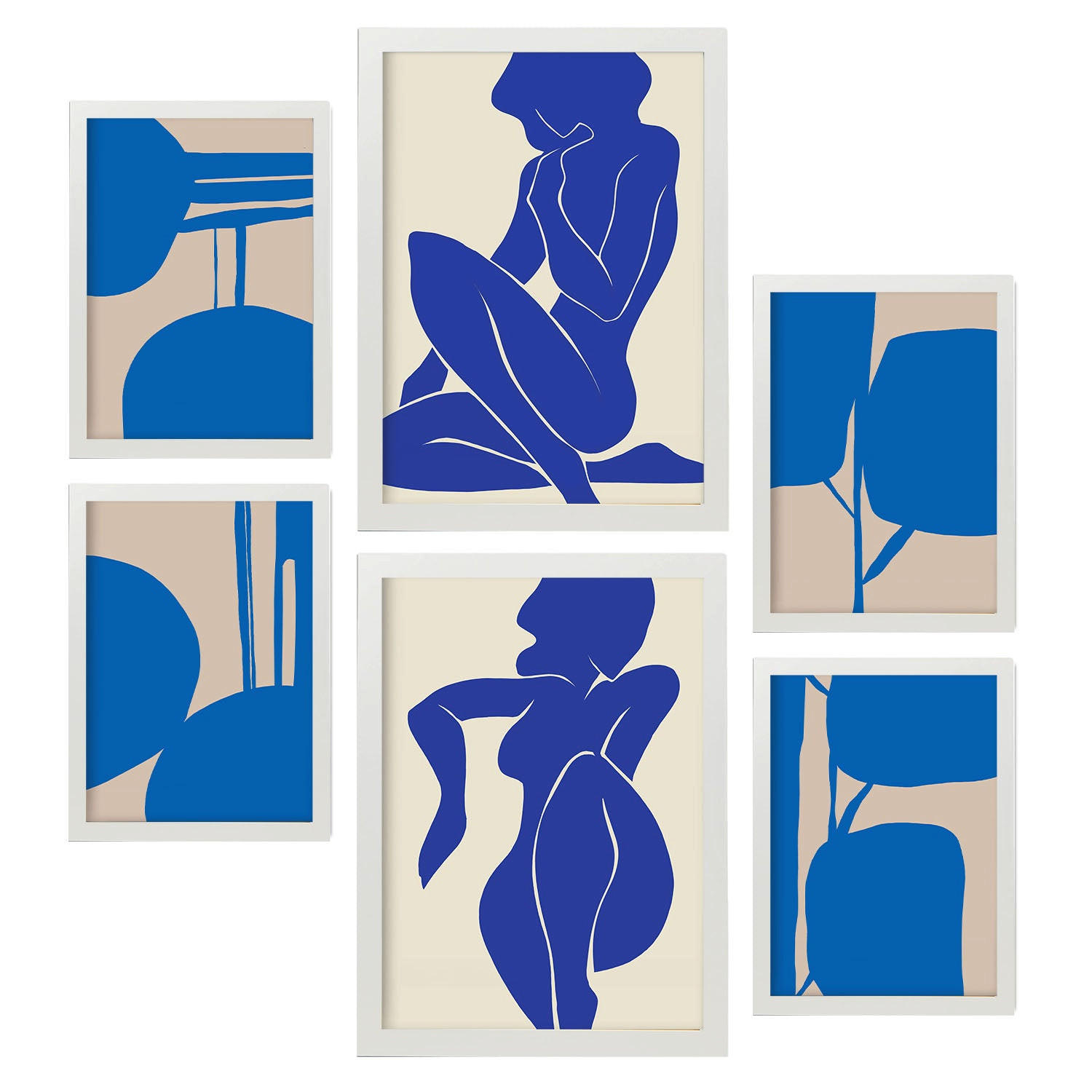 POSTER Set Mit 6 Mettle Körper 2 In Weibliche Zusammenfassung Ästhetische Dekorative Gemälde Für Ihr Wohnzimmer Zuhause A3 & A4 Weißer Rahmen - Weiß, Papier (29/3cm) - Nacnic