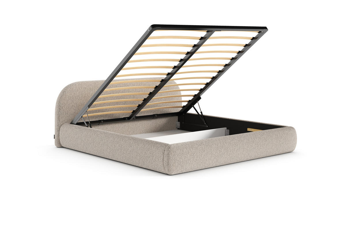 POLSTERBETT LIVV mit Bettkasten, Doppelbett - 180x200 cm - Beige/Naturfarben, Holz/Textil (180/200cm) - mybed.