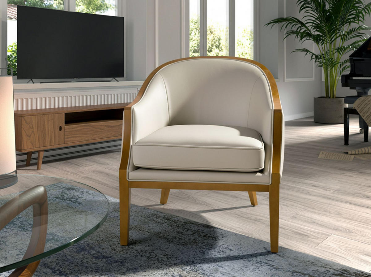 SESSEL Ledersessel Sand 74/81/84 cm - Sandfarben/Honig, Leder (74/84/81cm) - ANGEL CERDA