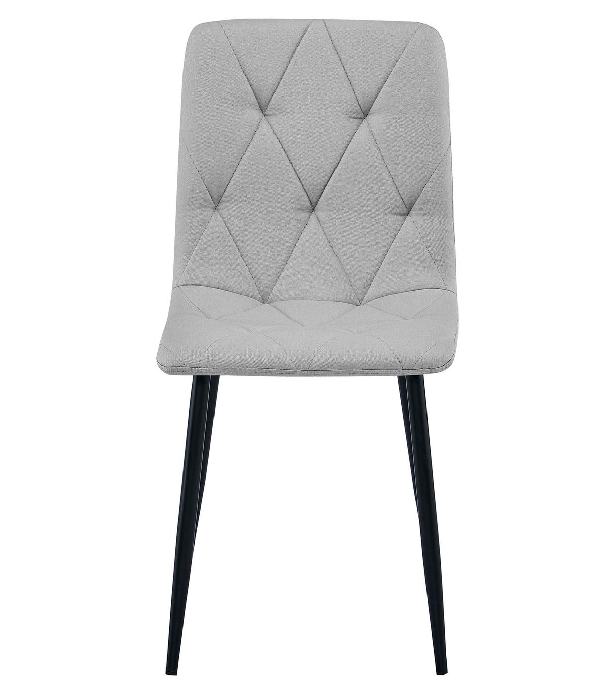 ESSZIMMERSTUHL 2-er Set TYRA hellgrauer Sitz, schwarze Beine - Hellgrau/Schwarz, Textil (44.5/87/54.5cm) - Valora