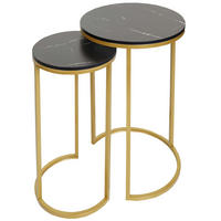 BEISTELLTISCH rund Schwarz, Gold 2er-Set - Goldfarben/Schwarz, Holzwerkstoff (40/40/64cm) - MCW
