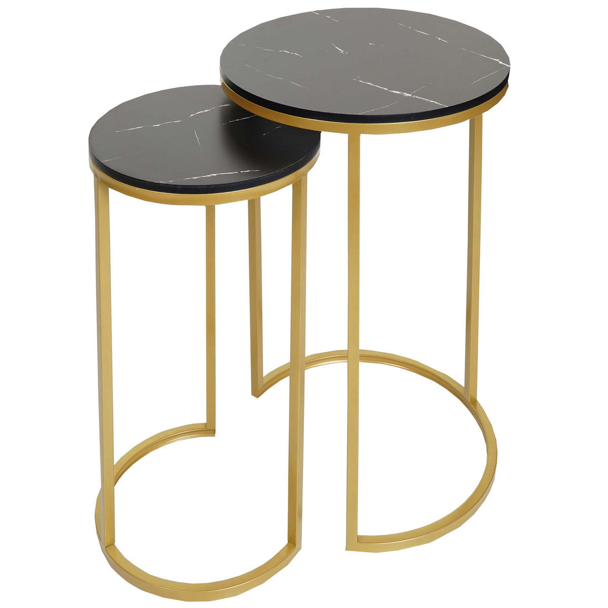 BEISTELLTISCH rund Schwarz, Gold 2er-Set - Goldfarben/Schwarz, Holzwerkstoff (40/40/64cm) - MCW