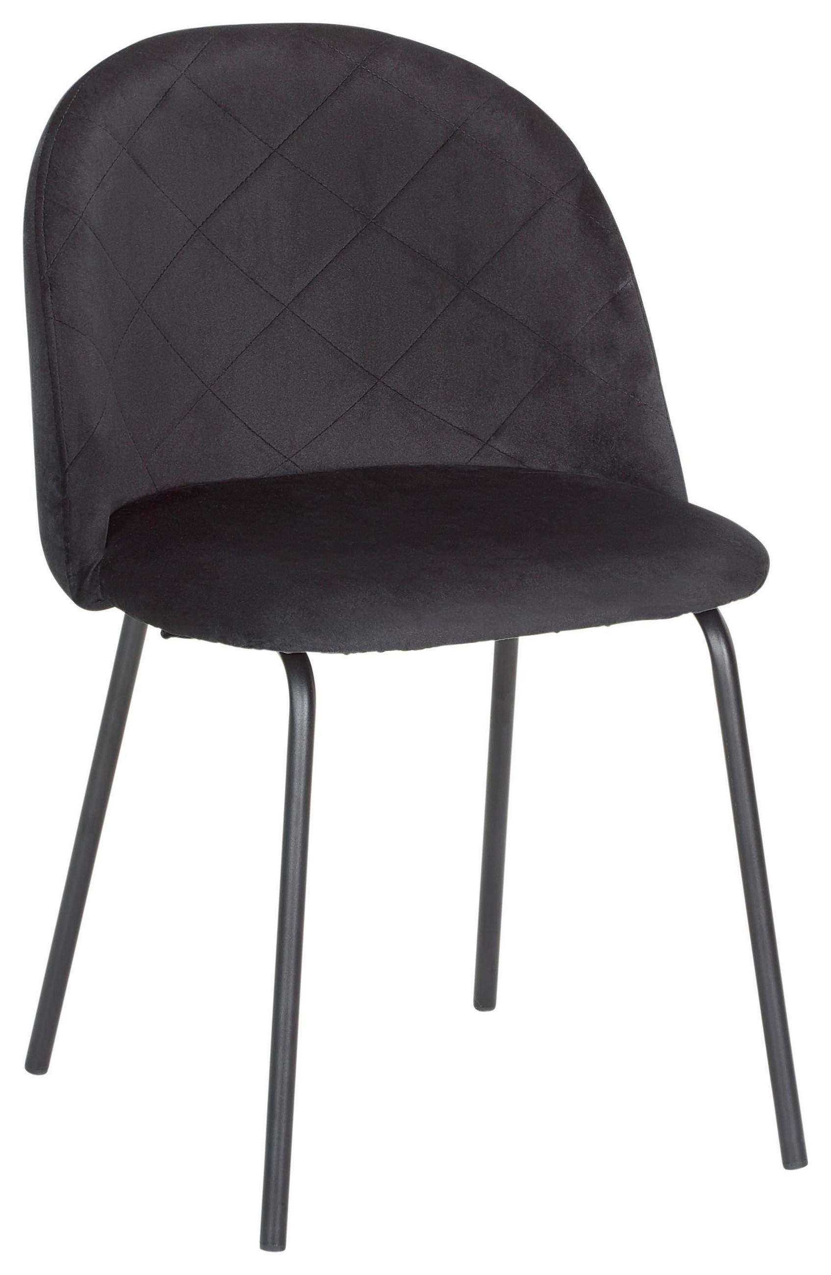 STUHL Selina Schwarz Samt Gepolstert - Schwarz, Holz (48.5/78/54cm) - Bessagi Home