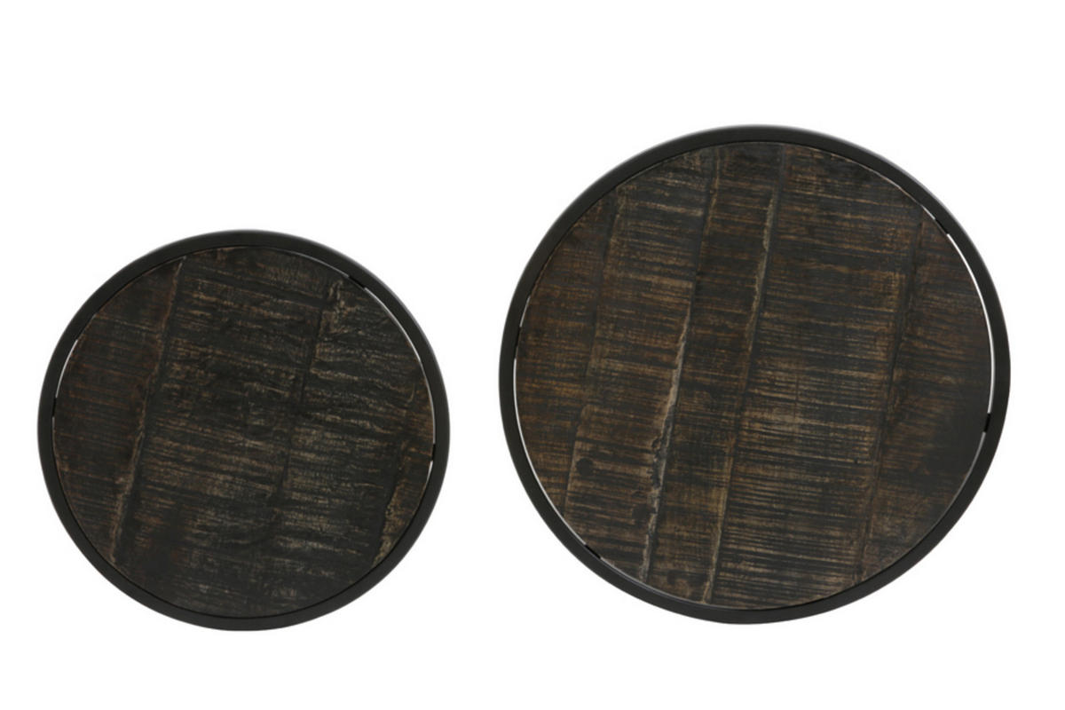 BEISTELLTISCH Doba Schwarz Ø50/52 cm 2er-Set - Schwarz, Metall (50/50/52cm) - Light & Living