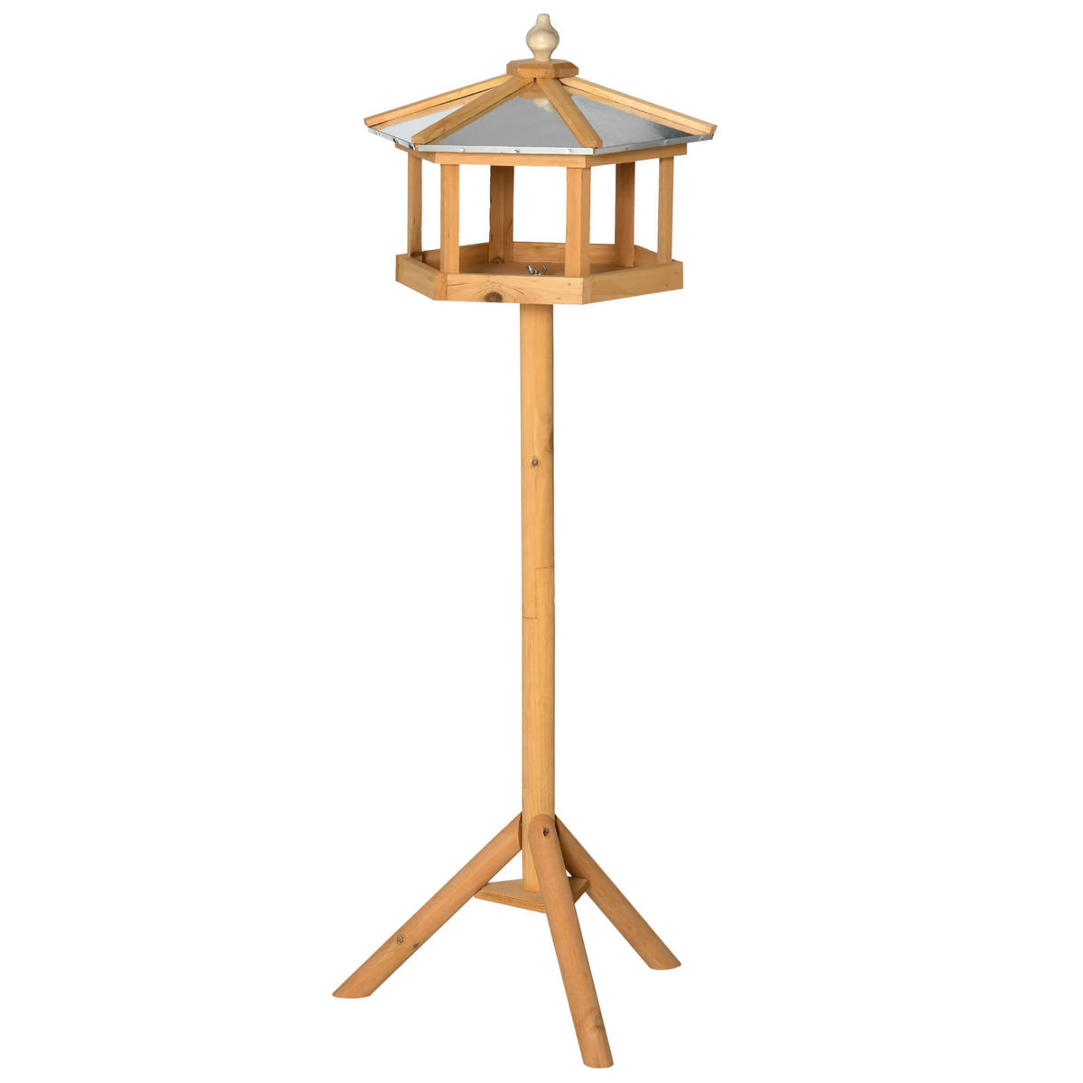 VOGELHAUS DE-10721 mit Ständer & wetterfestem Zinkdach Gelb - Naturfarben, Holzwerkstoff (40/113/40cm) - ComfortXL