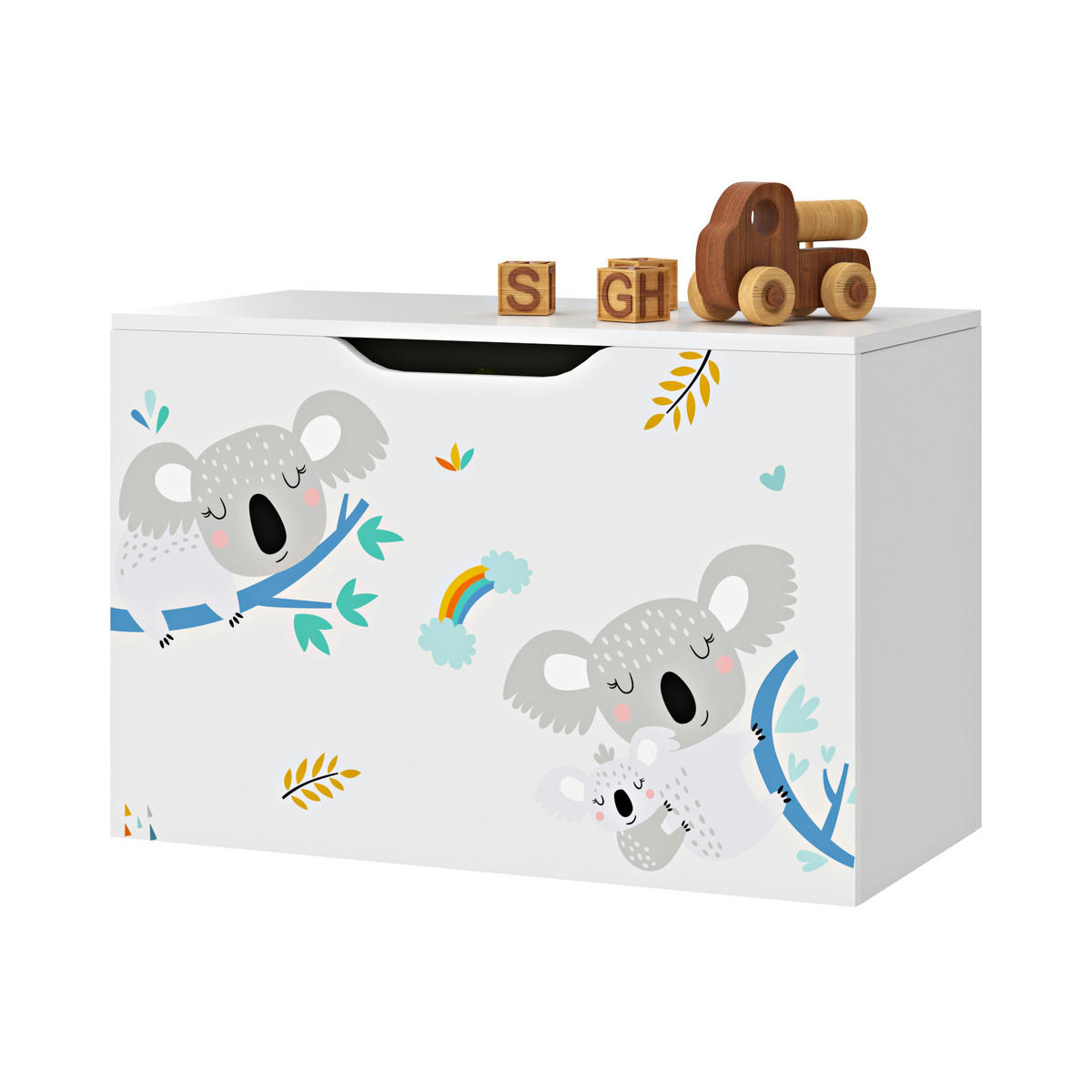 HRACÍ PŘÍSTROJ Oleiros - bílá/šedá, kompozitní dřevo (60/30cm) - [en.casa]