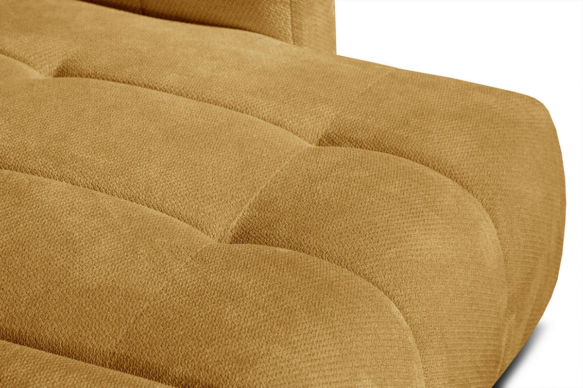 ECKSOFA KIMI 3-Sitzer, ausziehbarer Sitz, verstellbare Kopfstützen, senfgelb - Gelb/Schwarz, Holzwerkstoff/Textil (270/160cm) - Courtois Laville