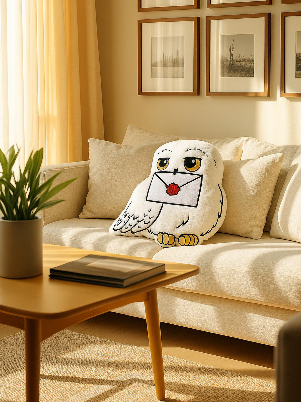 KINDERKISSEN Harry Potter Hedwig mit Brief Weiß 40 x 40 cm - Weiß, Textil (40/40cm) - United Labels