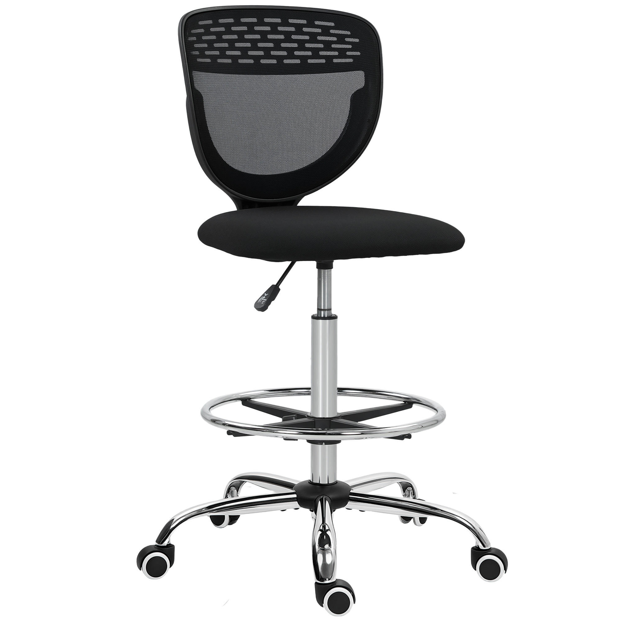 BÜROSTUHL Ergonomischer Schreibtischstuhl mit verstellbarer Fußring Schwarz - Schwarz, Kunststoff (59/126/59cm) - Vinsetto