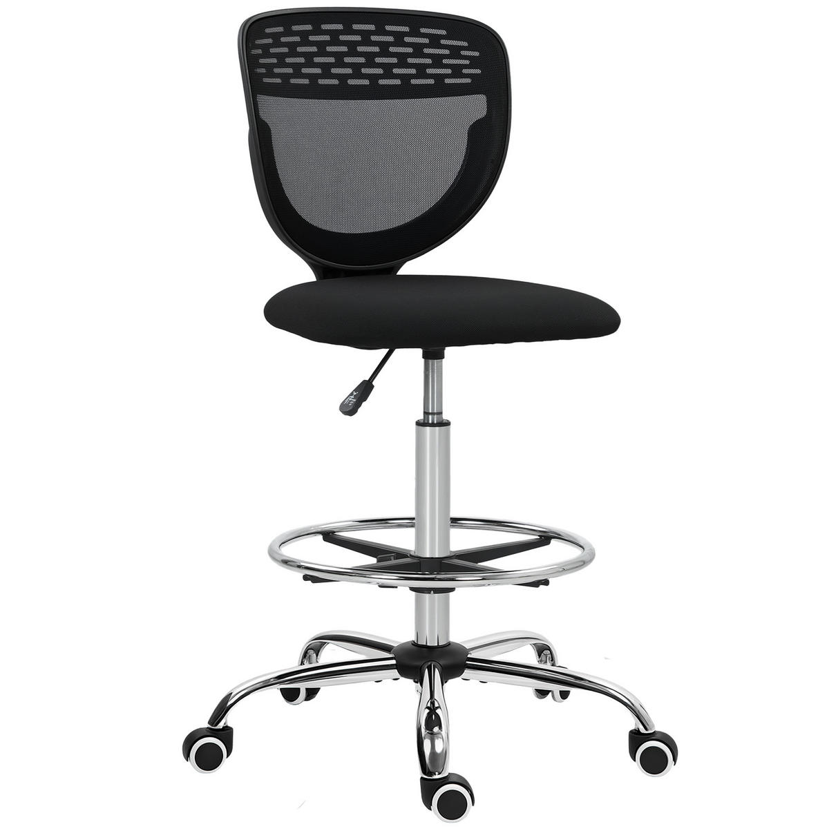 BÜROSTUHL Ergonomischer Schreibtischstuhl mit verstellbarer Fußring Schwarz - Schwarz, Kunststoff (59/126/59cm) - Vinsetto