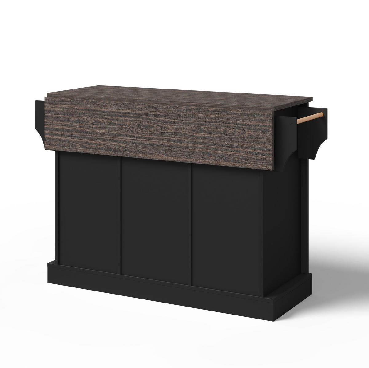 KÜCHENINSEL 120/45(70)/91 cm aus MDF mit klappbarer Arbeitsplatte Schwarz - Schwarz, Holzwerkstoff (120/91/70cm) - Modenvie