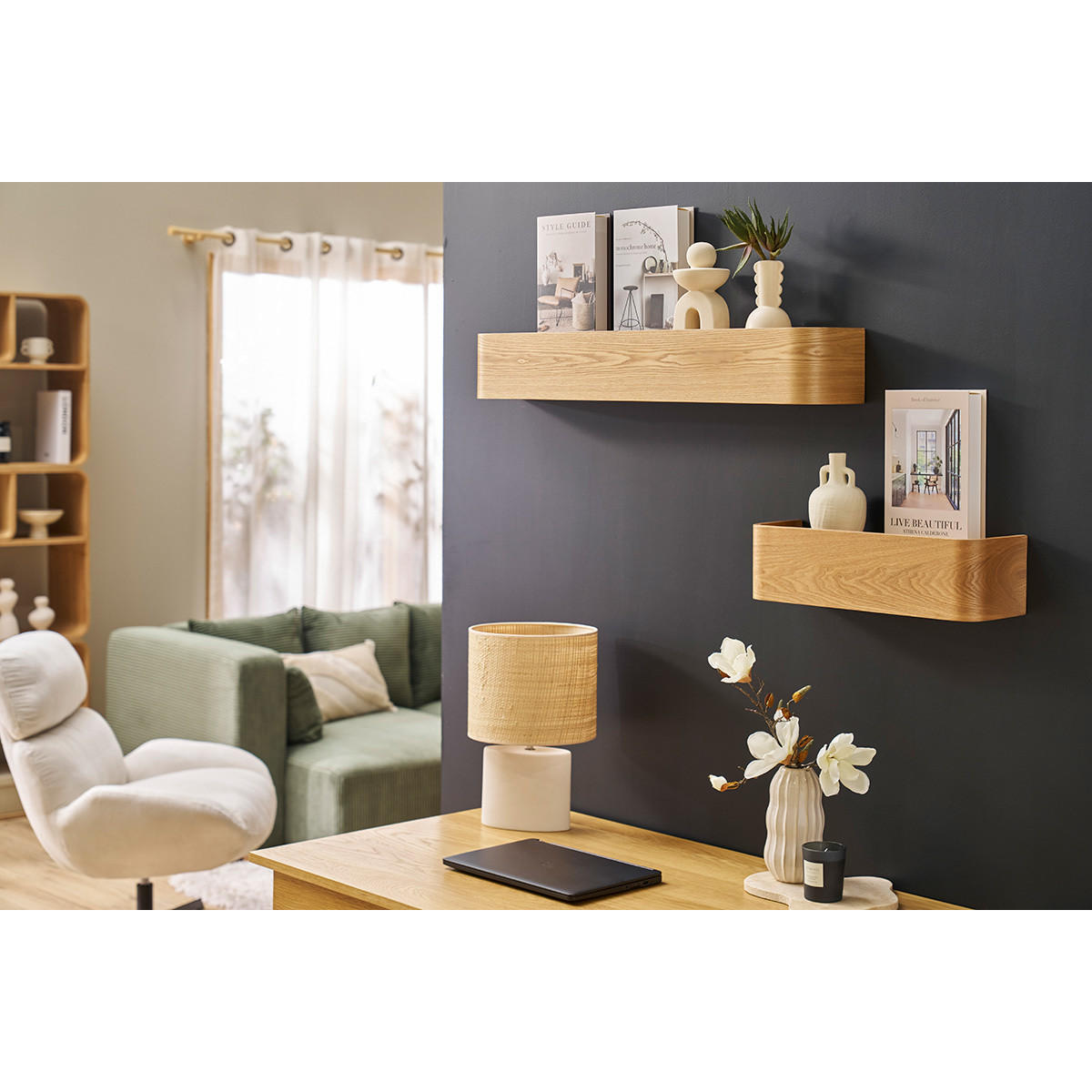 WANDREGAL Holz Esche L40 HOPE - Hellbraun, Holz (15/13/48cm) - Miliboo