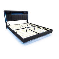 POLSTERBETT 140x200 cm LED USB grau - Grau, Textil (140/200cm) - LEBENLANG
