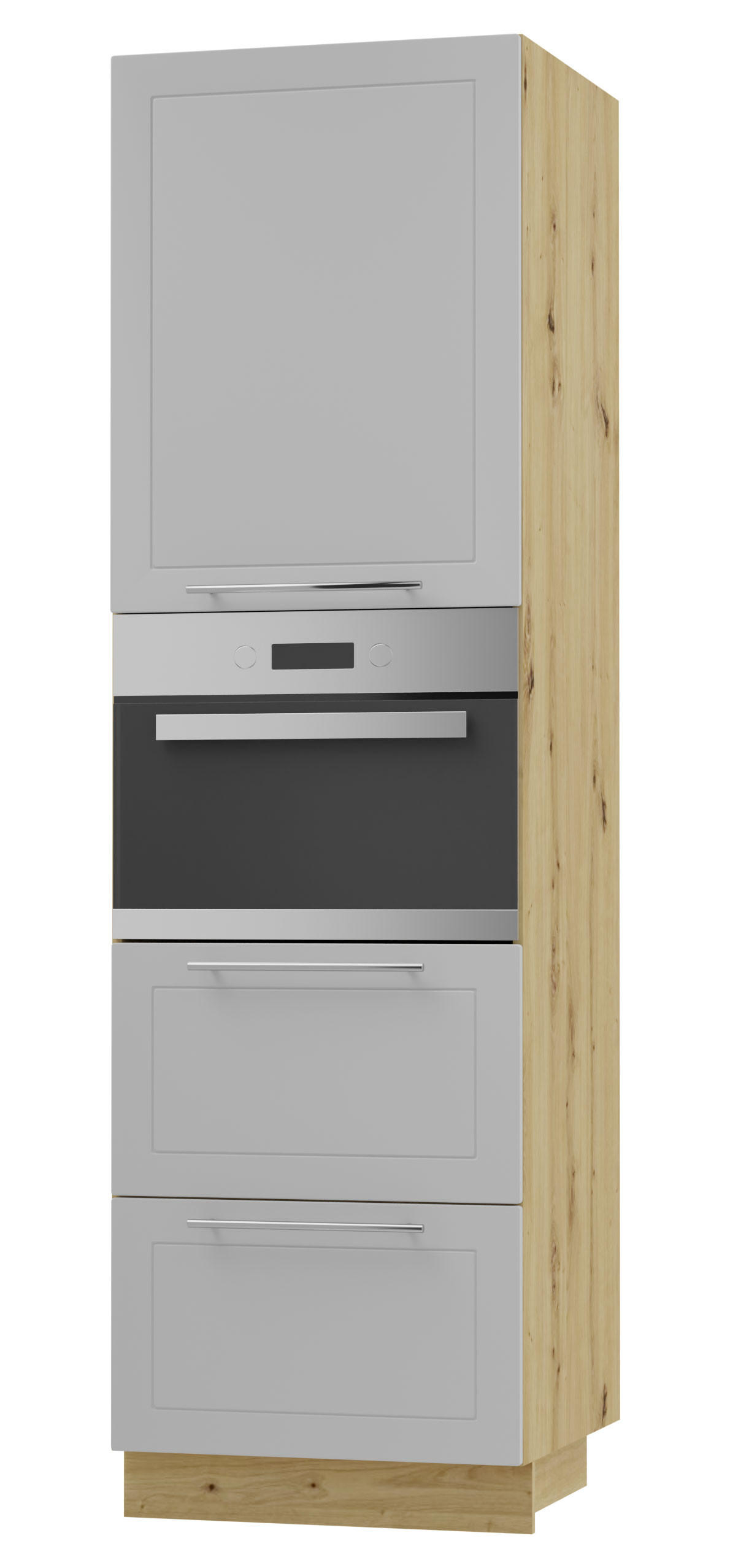 Feldmann-Wohnen BACKOFEN-HOCHSCHRANK Grau, Eiche Artisan 60cm × 59cm × 207cm