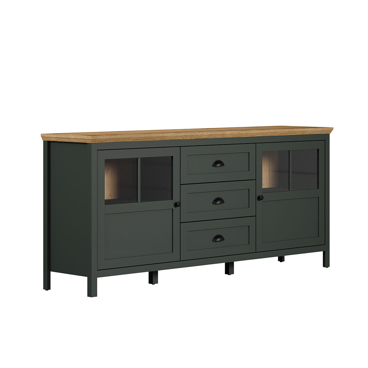 SIDEBOARD Stanton Grün - Grün, Holzwerkstoff (185/185/86cm) - Trendteam