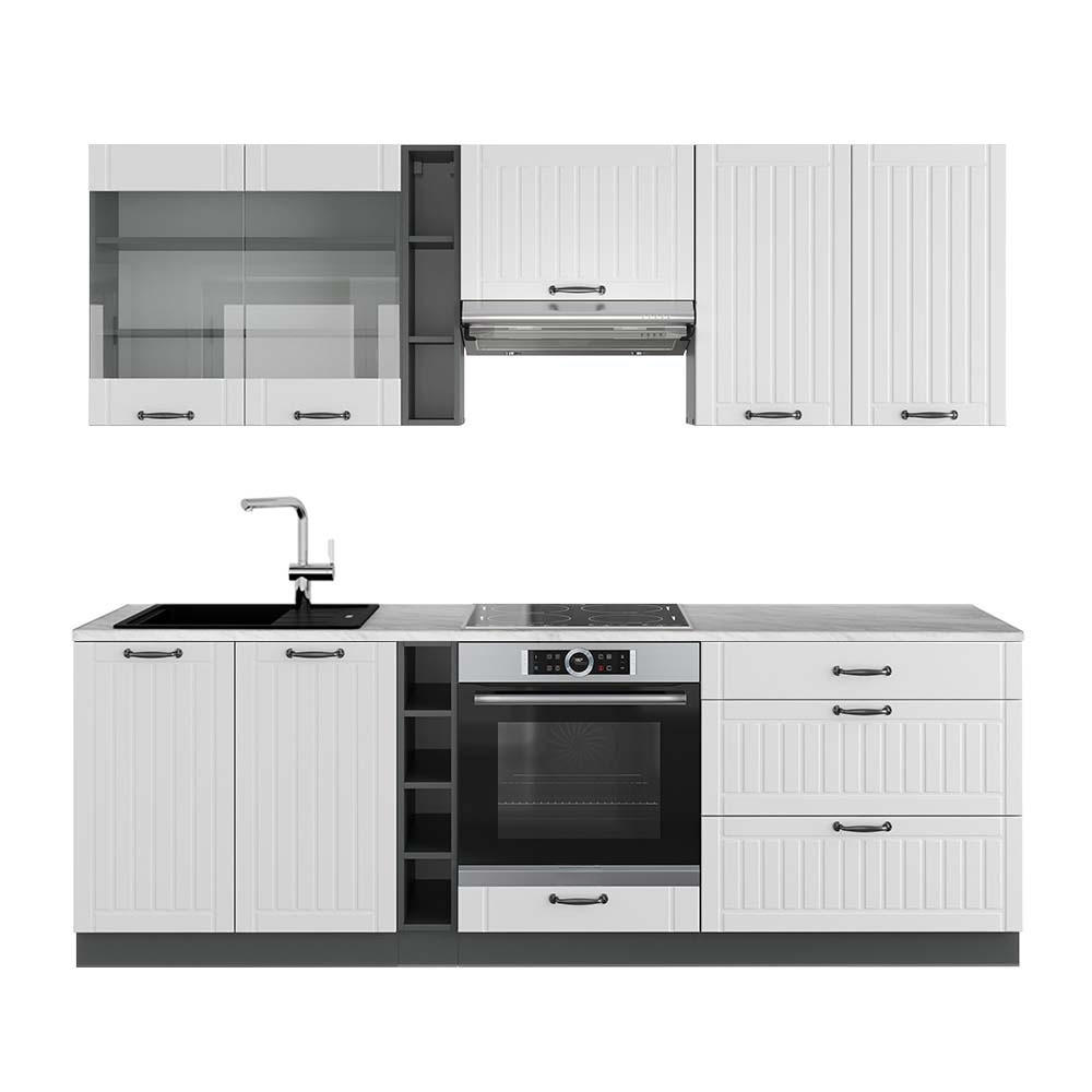 KUHINJSKI BLOK Fame-Line Seoska Bijela / Antracit 235 cm , RP Mramor - bijela/antracit, drvni materijal (235/206.8/60cm) - Vicco