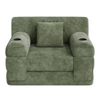 ROZKLÁDACÍ KŘESLO Zelené z manšestru s držáky nápojů - zelená barva, textil (107/81/80cm) - Urban Meuble