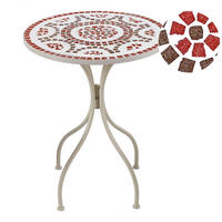 GARTENTISCH Weiß Spello - Rot/Weiß, Metall (60/60/74cm) - Beliani