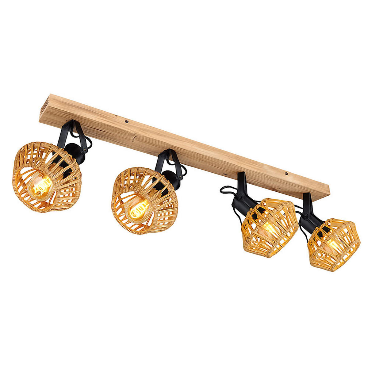 LED DECKENLEUCHTE Holzoptik Braun - Braun, Metall (80/16/25cm) - Globo Lighting