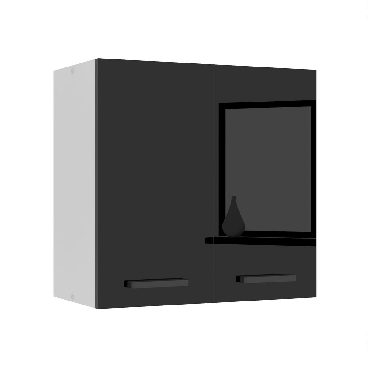 HÄNGESCHRANK SG2 60 cm, mit 2 Türen, Schwarz Hochglanz - Schwarz, Holz (60/58/29.6cm) - B BELINI GROUP