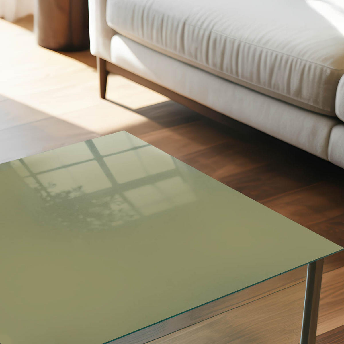 TISCHPLATTE 50x50 cm – Grünes Gras - Beige, Glas (50/50/0.4cm) - Wallfluent