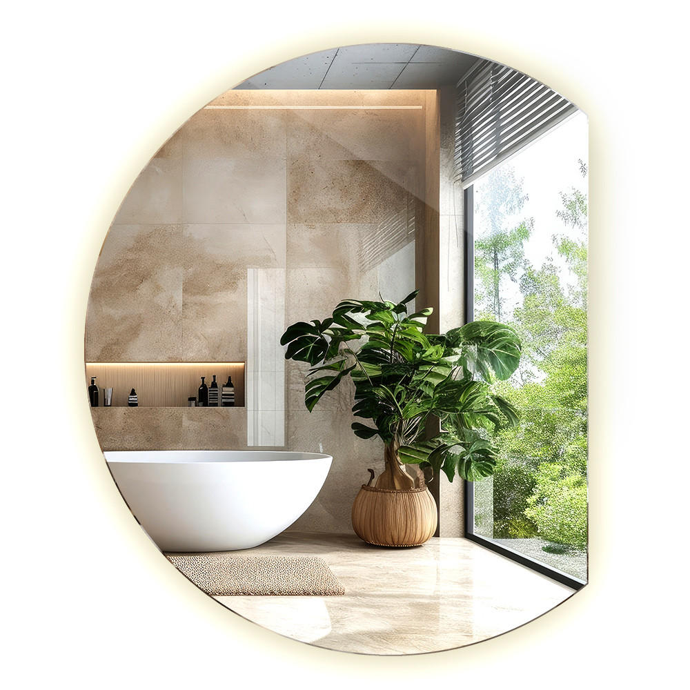 LED SPIEGEL 74 cm x 90 cm Unregelmäßiger Form Neutralweiß 4000K - Blaugrau, Glas (74/90/0.4cm) - TULUP