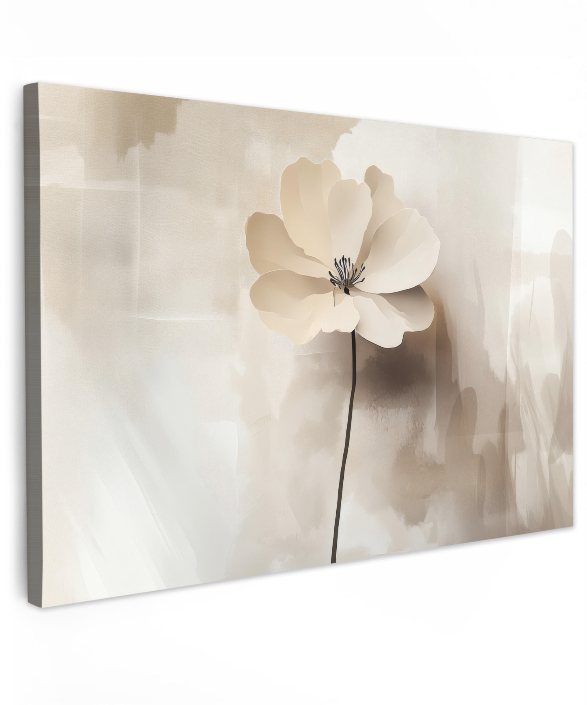 LEINWANDBILD Blume - Beige - Farbe - Schatten Groß 140x90 cm - Creme, Textil (140/90cm) - MuchoWow