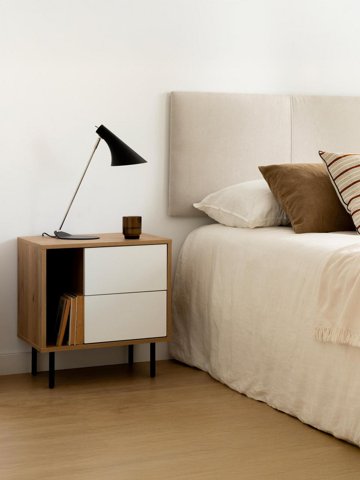 NACHTTISCH Zach Natur - Weiß 52 cm x 55 cm - Braun, Holzwerkstoff (52/55/35cm) - Kenay Home