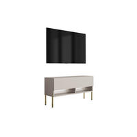 TV-LOWBOARD 100 cm Kaschmir, gerade goldene Beine, weiße LED, 100 × 32 × 52 cm - Beige, Holzwerkstoff (100/52/32cm) - 3XE LIVING