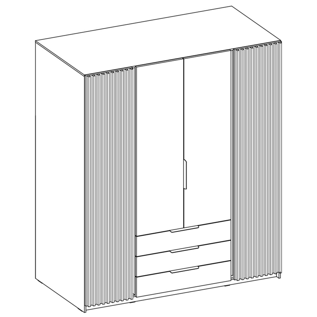 KLEIDERSCHRANK Nehir Korpus Eiche Evoke, Front Schwarz/Eiche Evoke 200 cm - 4T3S Modern mit Schubladen und 2 Lamellentüren außen - Eichefarben/Schwarz, Holzwerkstoff/Kunststoff (200/239/61.9cm) - AX Living