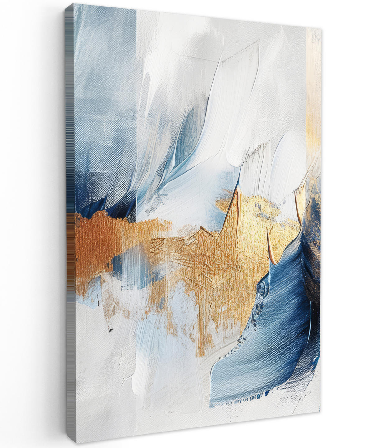 LEINWANDBILD Gold - Blau - Aquarell - Kunst - Modern 20x30 cm - Hellblau, Textil (20/30cm) - MuchoWow