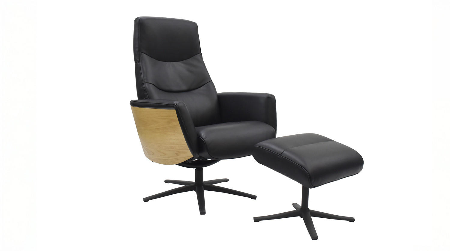 RELAXSESSEL VANITAS Schwarz Leder Relaxfunktion - Schwarz, Leder/Metall (75/108/86cm) - KAWOLA