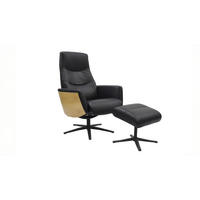 RELAXSESSEL VANITAS Schwarz Leder Relaxfunktion - Schwarz, Leder/Metall (75/108/86cm) - KAWOLA