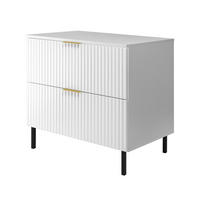 WASCHBECKUNTERSCHRANK, Weiß 80 x 77 x 46 cm, goldener Griff, schwarze Beine + Arbeitsplatte - Goldfarben/Weiß, Holzwerkstoff (80/77/46cm) - 3XE LIVING