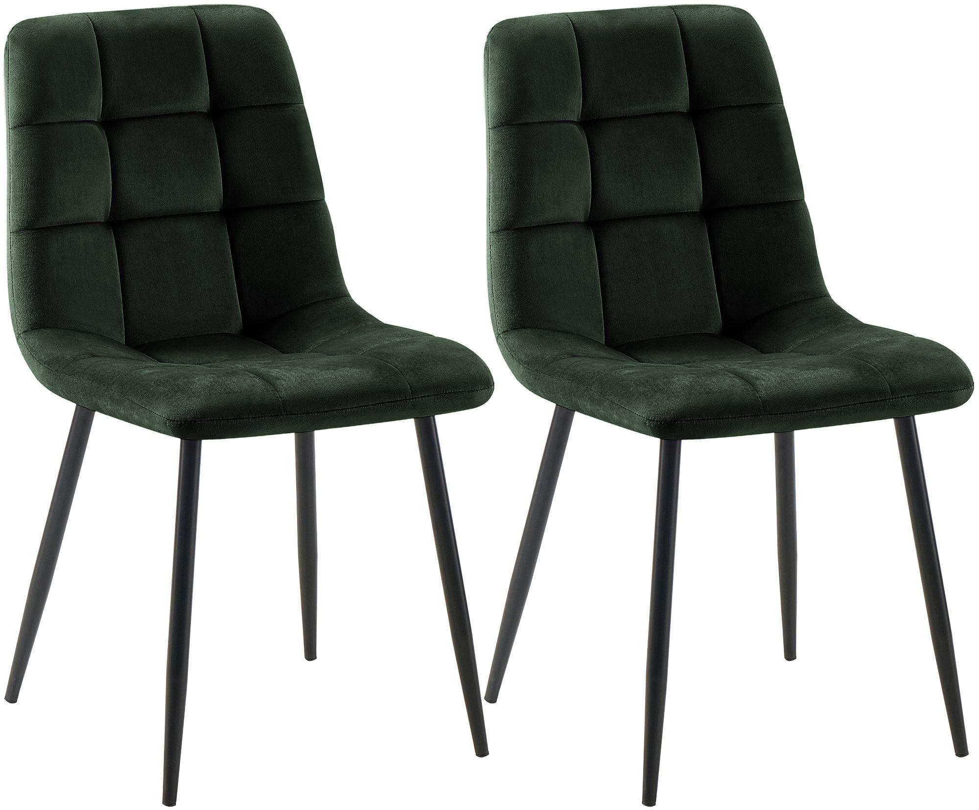STUHL 2 Samt Grün - Schwarz/Grün, Textil/Metall (45/84/55cm) - CLP