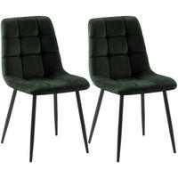 STUHL 2 Samt Grün - Schwarz/Grün, Textil/Metall (45/84/55cm) - CLP