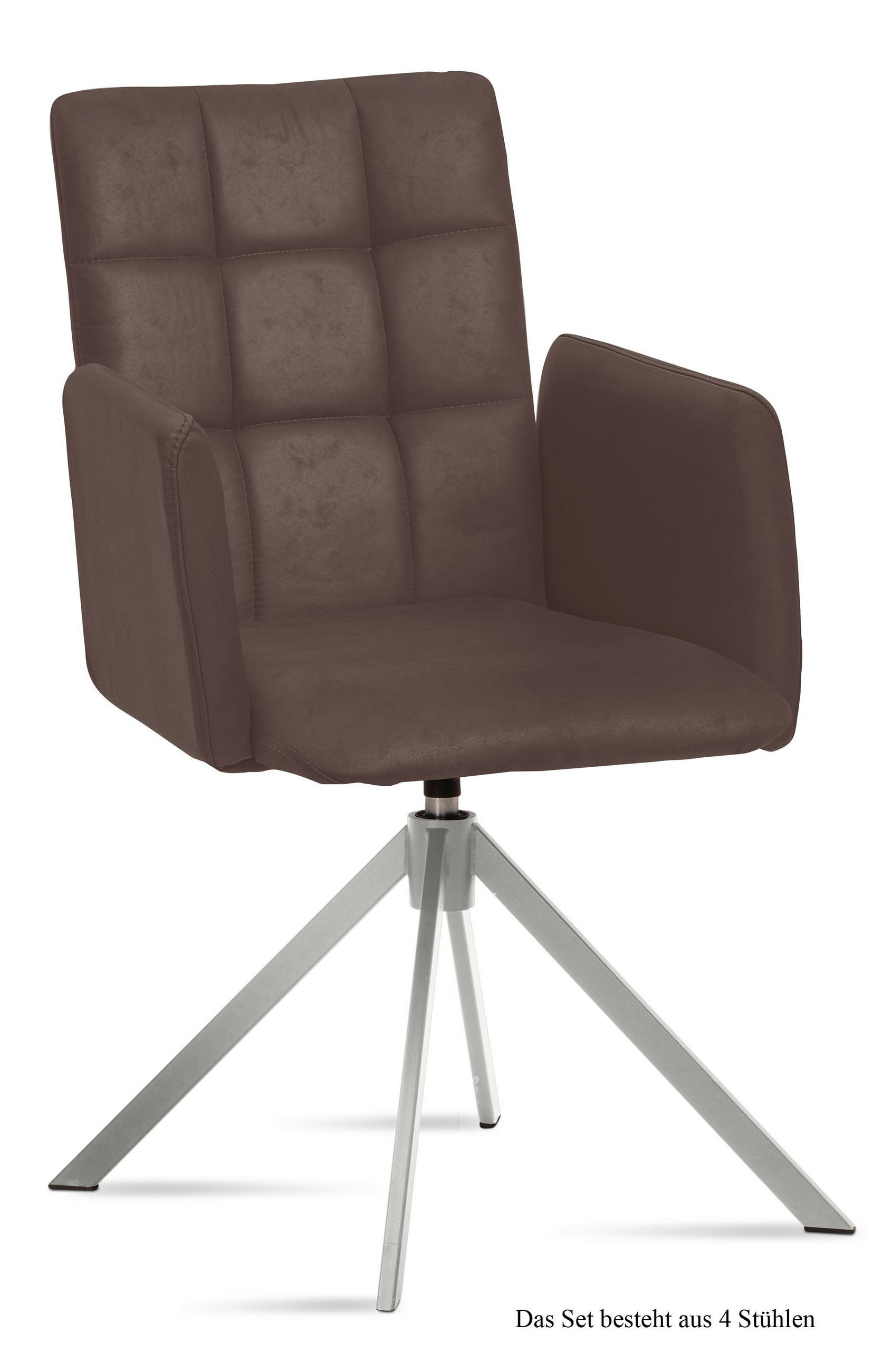 ARMLEHNSTUHL drehbar (4er-Set) Drusie 52x91x60 Edelstahl/Braun - Edelstahlfarben/Braun, Kunststoff (60/91/52cm) - 58aufmkessel