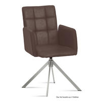 ARMLEHNSTUHL drehbar (4er-Set) Drusie 52x91x60 Edelstahl/Braun - Edelstahlfarben/Braun, Kunststoff (60/91/52cm) - 58aufmkessel