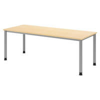 SCHREIBTISCH Serie-H 80/200/74 cm in Ahornfarben/Silberfarben - Silberfarben/Ahornfarben, Holzwerkstoff (80/200/74cm) - bümö