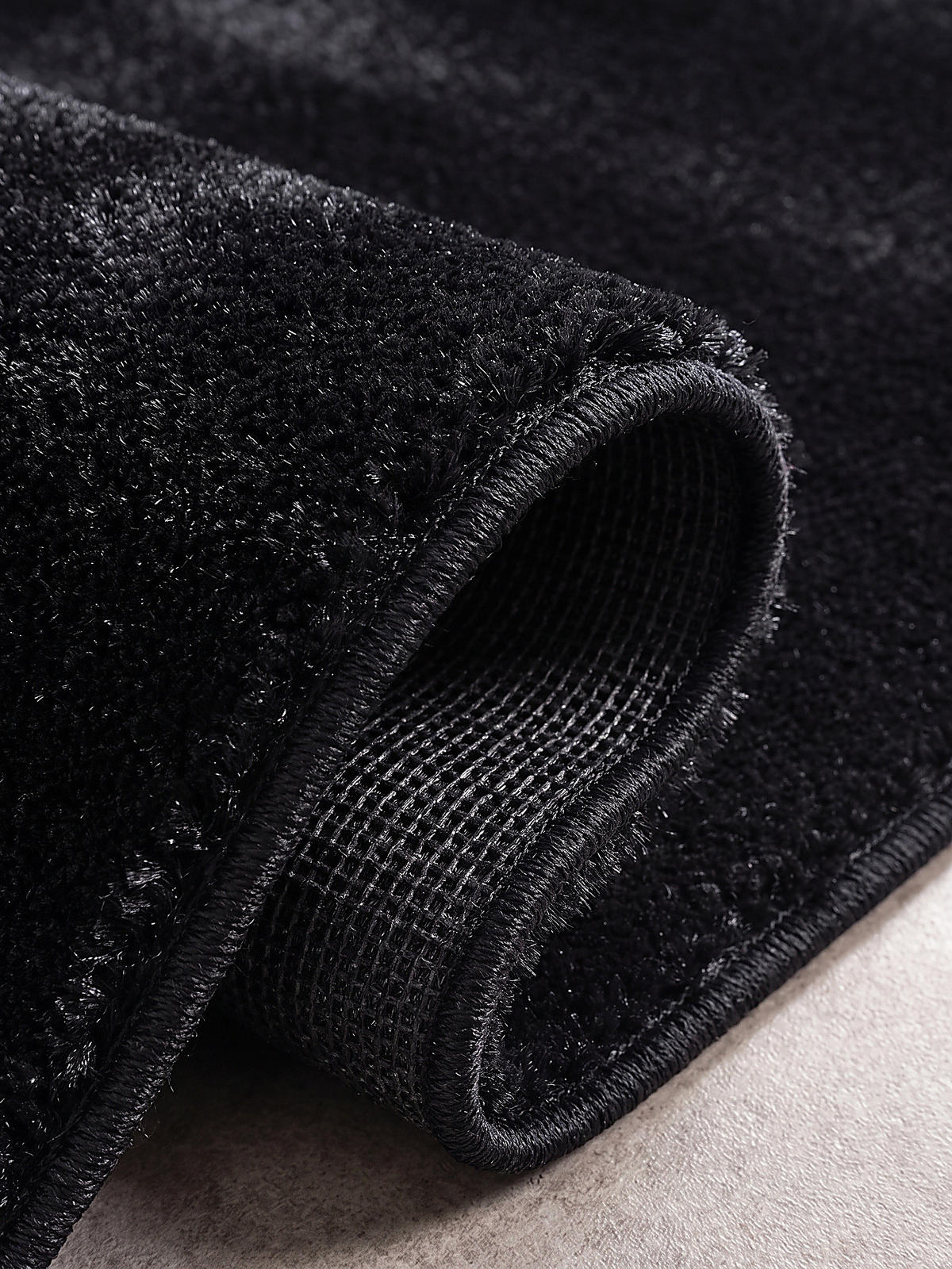 TEPPICHLÄUFER Antirutsch Uni ALDAN Polyester Schwarz 60 x 110 cm - Schwarz, Textil (60/110cm) - KADIMA DESIGN