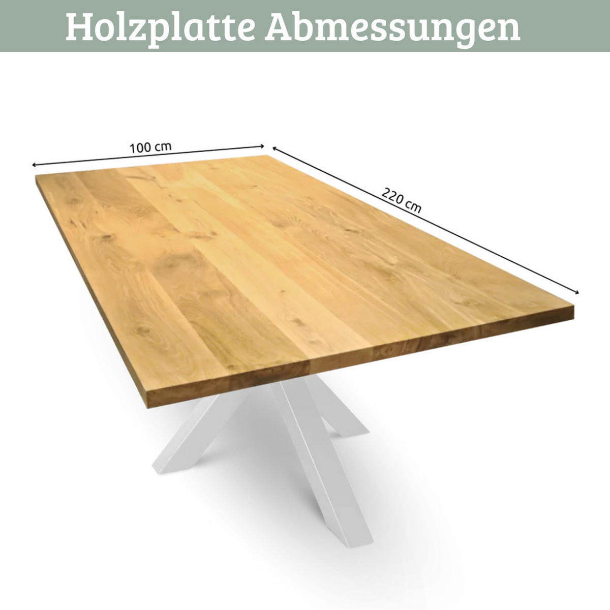 MASSIVHOLZPLATTE Eiche ERIK 220x100 cm Tischplatte rechteckig - Braun, Holz (220/100/4cm) - DELUKE