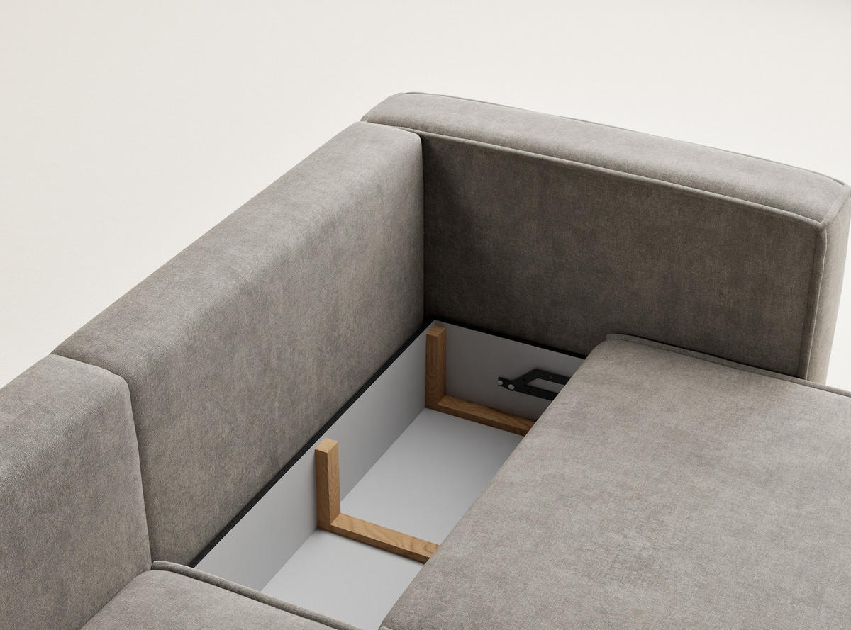 ECKSOFA MIT SCHLAFFUNKTION Velto Braun Webstoff - Schwarz/Braun, Holz/Holzwerkstoff (152/250cm) - Maison de Reve