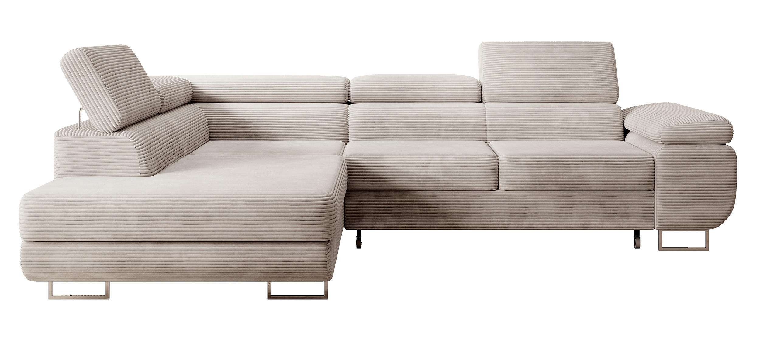 ECKSOFA Stevil Graubeige Cordbezug - Greige/Silberfarben, Textil/Metall (275/203cm) - Selsey