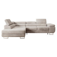 ECKSOFA Stevil Graubeige Cordbezug - Greige/Silberfarben, Textil/Metall (275/203cm) - Selsey