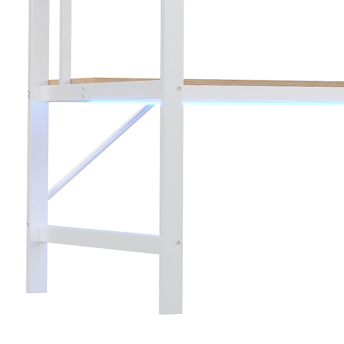 HOCHBETT 90/200 cm Weiß aus Metall mit Schreibtisch - Weiß, Metall (90/200cm) - OKMYHOME