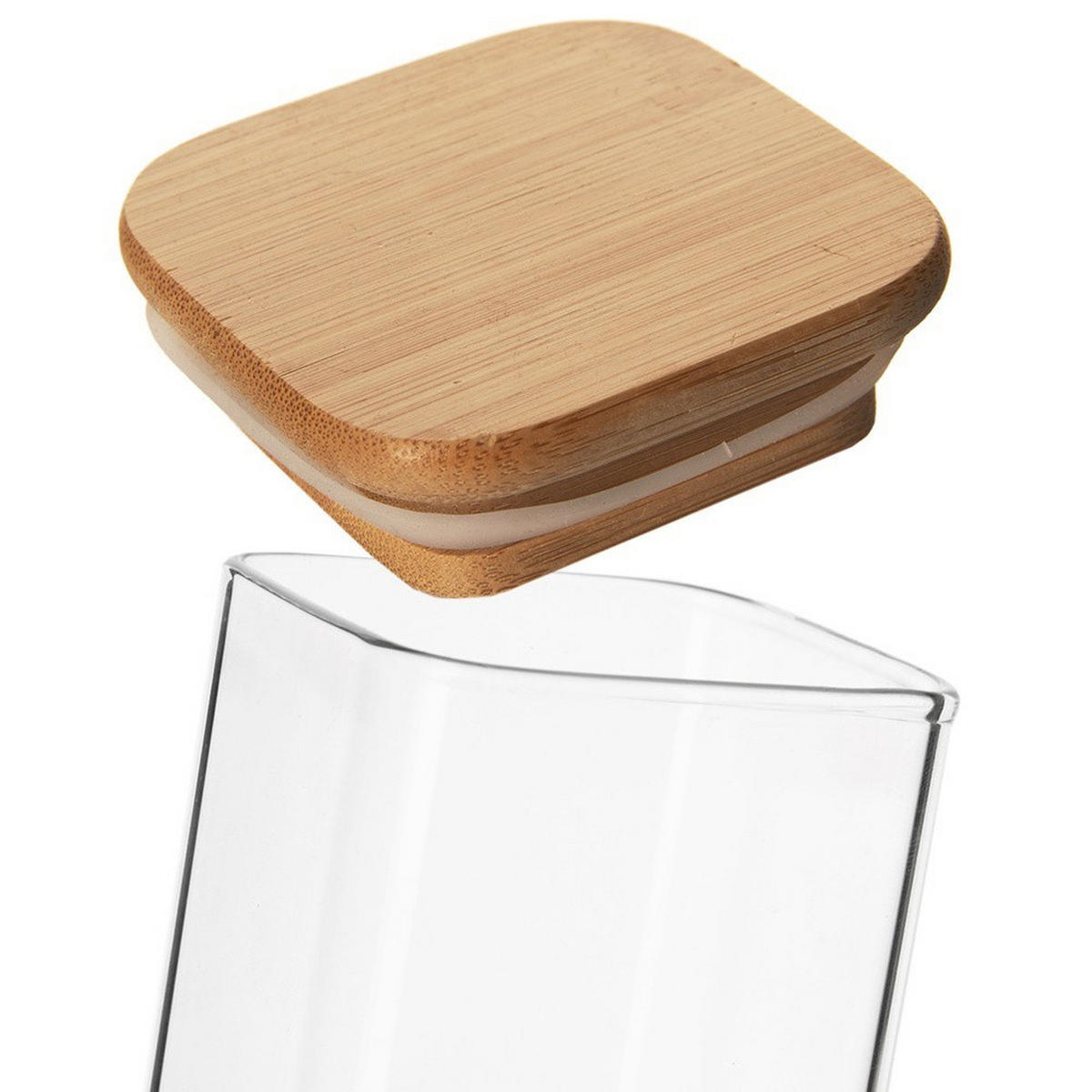 VORRATSGLAS quadratisch Bambus 200 ml Transparent - Transparent, Glas (6/8.5/6cm) - Orion 