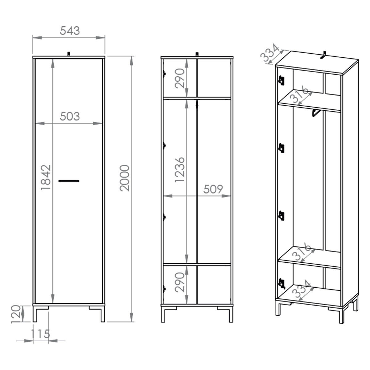 VITRINA Liora Les - rjava, leseni material (55/200/34cm) - Petits-meubles