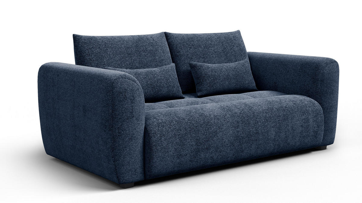 SOFA SORENO 3-Sitzer, dunkelblau - Schwarz/Dunkelblau, Holz/Textil (214/94/114cm) - Courtois Laville