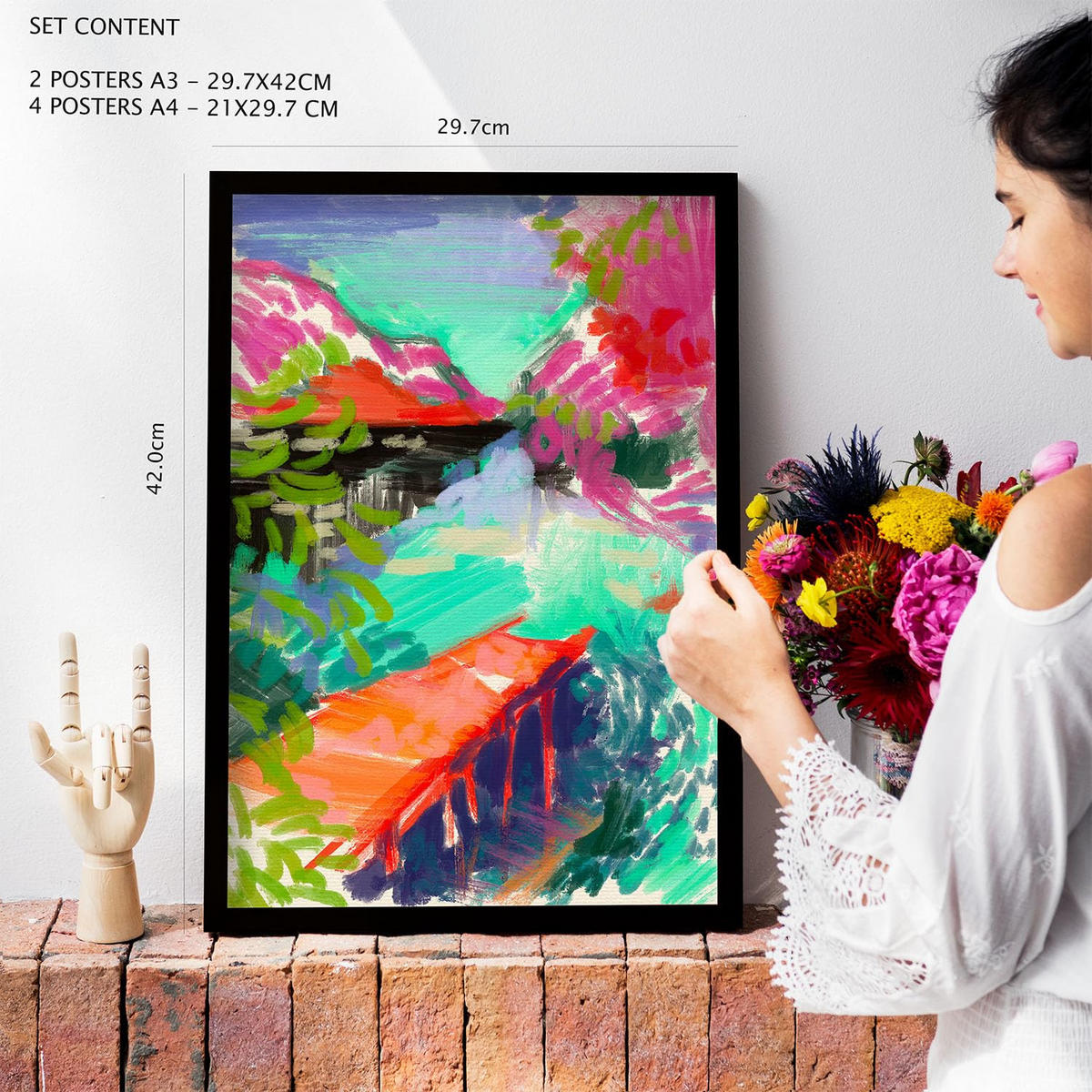 POSTER Set Mit 6 Essenz Der Natur In Kulissen Abstracts Ästhetische Dekorative Gemälde Für Ihr Wohnzimmer, Schlafzimmer, Zuhause A3 & A4 Weißer Rahmen - Weiß, Papier (29/3cm) - Nacnic